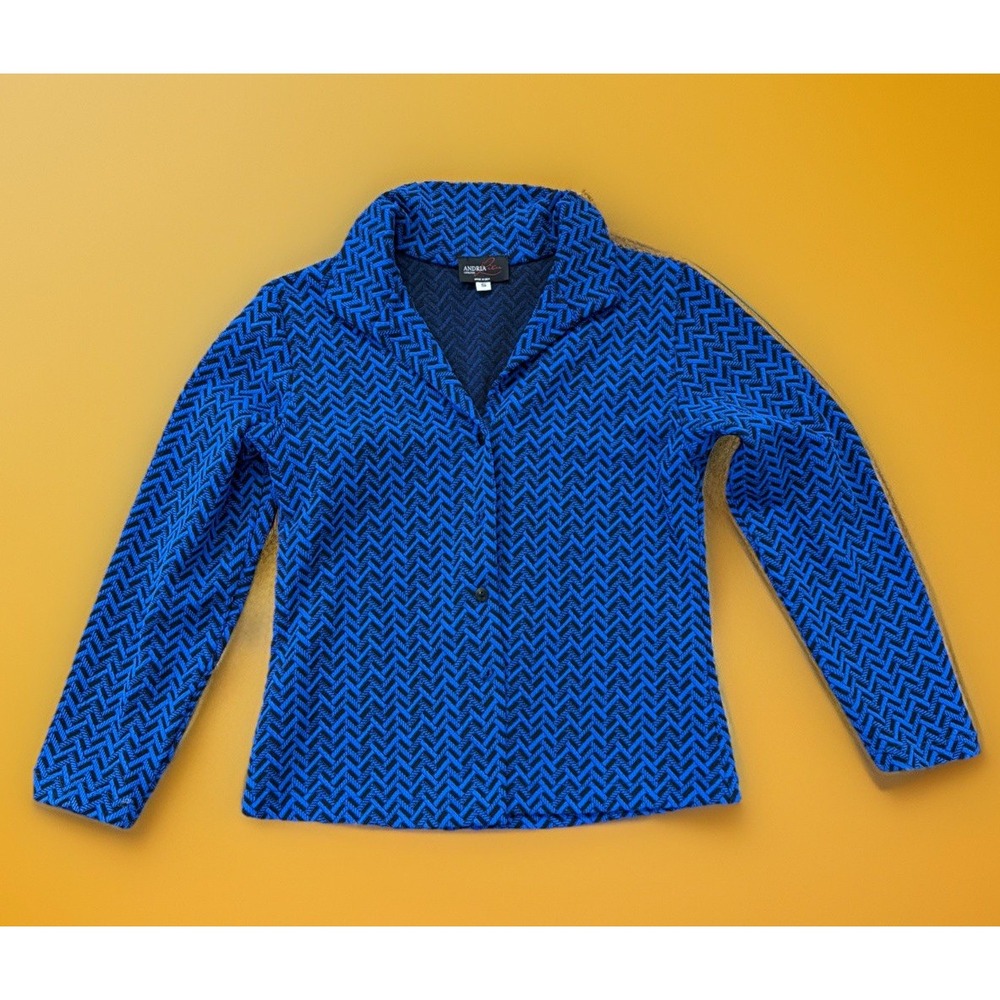 Vintage Andria Lieu Womens Blazer Size Small Cobalt Blue Art Deco USA Abstract